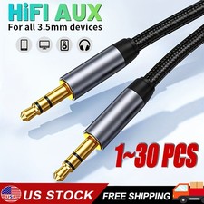 6FT 3.5mm AUX Audio Nylon Braided Cord Cable PC iPod Car Phone headphone lot picture