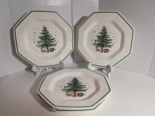 Vintage Nikko Japan Christmastime 4pc Dinner Plates 10 5/8” Octagonal Christmas picture
