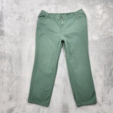 Woman Within Jeans Womens 22W Green Straight Ankle Elastic Waist Casual Denim picture