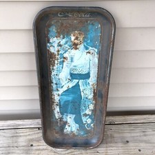 Vintage Coca Cola Metal Tray Woman Drink Coca Cola Advertising 19” picture
