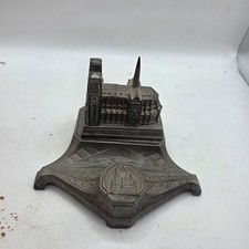 Antique Paris Notre Dame Sacre Coeur Souvenir Inkwell French Pot Metal picture