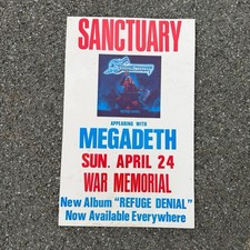 1980s Megadeth & Sanctuary Tour Concert Poster Buffalo Rochester NY War Memorial picture