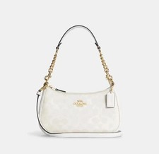 COACH Teri Shoulder Bag In Signature Canvas White/Chalk, usa stock picture