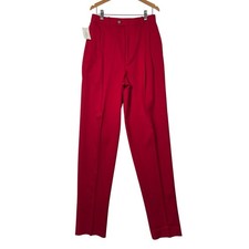 Vintage Barry Bricken Womens 10 Red Wool Pants NWT USA Unhemmed Deadstock picture