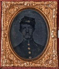 Ambrotype of Identified Union Soldier with Lock of Hair, Flower Vase Union Case picture