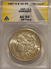 1887 S Morgan Silver Dollar ANACS AU Details Tougher Date Morgan picture