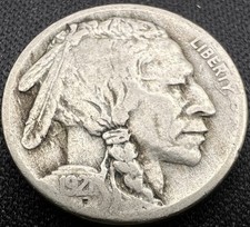 1921-S Buffalo Nickel Choice - Key Date Low Mint, Very Fine VF+ Half Horn 5c picture