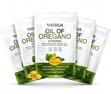Resilia Oil of Oregano 6000mg with Black Seed Oil Softgels – 60 Capsules 1-5x picture