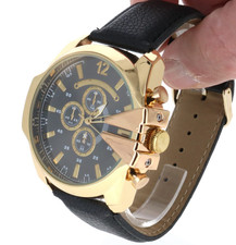 Montres Carlo Men's Fashion Luxury Leather Band Sport Hip Hop Wrist Watch 53mm picture