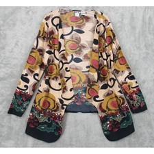 Take Two Top Womens Size M Floral Bohemian Waterfall Topper Open Wearable Art picture