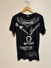 Vintage 70s All Over Print Harley Davidson Test Print Biker T Shirt Size Large picture
