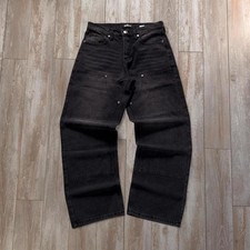 Y2K double-knee skater whiskered dark wash baggy grunge cyber jeans black picture