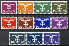 Norway 1942-44, NK T48-58, Solkors set officials MNH, Mi 44-54, Sc#O22-O32 picture