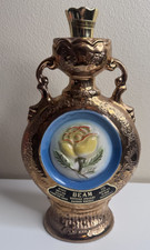🔥VINTAGE VTG 1978 Jim Beam Collector Gold Guilted Yellow Rose Texas Decanter picture