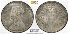 1879 INDIA-BRITISH Silver RUPEE PCGS MS-62 SW-6.49 Bead picture