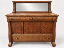 Antique Quarter Sawn Oak Sideboard Buffet Mirror Back Dining Room picture