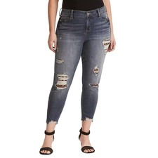 Torrid Girlfriend Fishnet Vintage Stretch Medium Wash Jeans Size 20 NWT picture