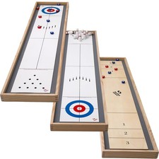 Sterling Games 3-in-1 Tabletop Shuffleboard Bowling Curling Game Set picture