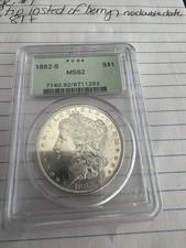 1882 S Morgan Silver Dollar PCGS MS-62 VINTAGE HOLDER SEMI PL INTERESTING DETAIL picture