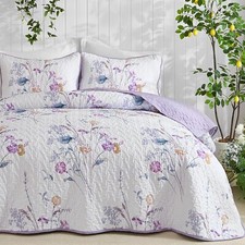 WONGS 3PC Floral Botanical Quilt Set Lightweight Microfiber All Season Coverlet picture