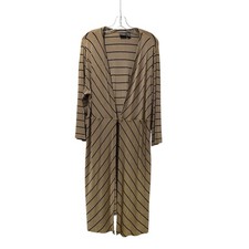 Travelers by Chicos Tan Black Striped Longline Cardigan Jacket Size 3 Large XL picture
