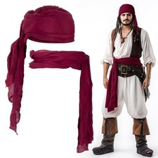 RAINFLOW Pirate Costume Accessories Set – Red Pirate Bandana and Waist Sash B... picture