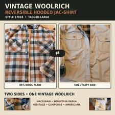Vintage Woolrich 17018 Reversible Hooded Wool Jac Shirt Mackinaw Jacket L picture