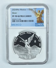 2024 Mo Mexico 1 Onza Silver Libertad PF70 UCAM NGC Mexico Label picture