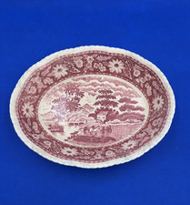Vtg Occupied Japan Pink Oval Serving Dish 10.5