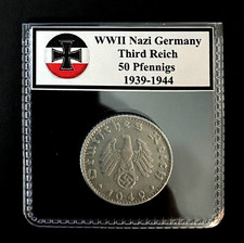 Germany WWII Era Third Reich Nazi Genuine 50 Reichspfennig Coin 1939–1944 Alumin picture
