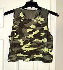 lululemon athletica Women's Camo Cropped Mesh Tank Top Stretch Activewear XL picture