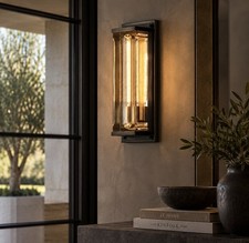 RH Restoration Hardware Savile Grand Rectangular Sconce Bronze Crystal picture