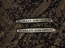 OEM Harley Davidson Fuel Gas Tank Emblems Badges Medallions Chrome New Pull-Off picture