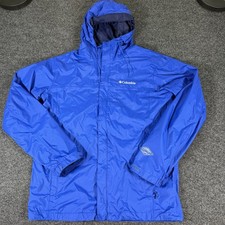 Columbia Omni-Tech Rain Jacket Mens M Blue Waterproof Breathable Hooded Shell picture