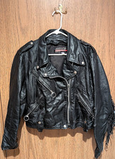 Vtg 70s Brooks Leather Sportswear Womens Moto Jacket 38 Talon Zip Detroit USA Bl picture