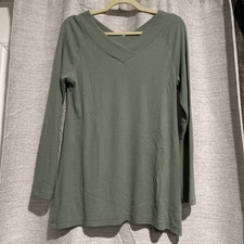 Soft Surroundings Womens Green Sweater Size S Small Rib Knit Pullover 2BG18 EUC picture