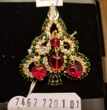 Vintage NOS Christmas brooch Bijoux Rhinestone Czech picture