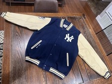 VTG 90s MLB NEW YORK METS MAJESTIC WOOL LEATHER VARSITY JACKET SIZE 2XL picture