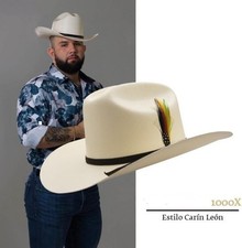 Sombrero Original Tombstone 1000X Estilo Carin Leon with Feathers and Box picture