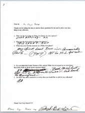Floyd Baker Signed Autograph Letter Chicago White Sox Q&A Baseball Q&A picture