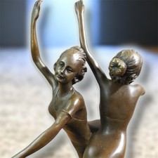 Bronze Sculpture Statue Women Dancer Art Lady Sis Marble Rare Decor Art Figurine picture