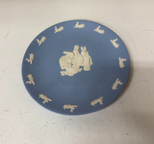 Vintage Signed Wedgwood, M. Warne & Co. Peter Rabbit Plate Blue Jasperware 6.25