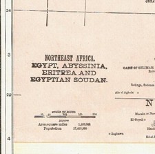 1901 True Antique Map Egypt Soudan Abyssinia Eritrea Africa 11