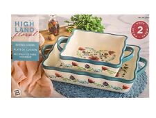 Over & Back Highland Floral Stoneware Baking Dish Set 2Pc Dishwasher Safe picture