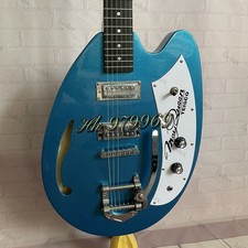 Custom May Queen Metallic Blue Electric Guitar Semi Hollow Body Maple Neck picture