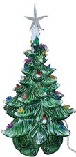 VINTAGE 19.5” Atlantic Mold Flocked CERAMIC CHRISTMAS TREE WITH LIGHTS & Base ✨✨ picture