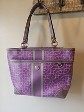Coach Chelsea 15137 Signature Heritage Tote Purse purple handbag Shoulder Bag picture