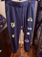 Hot Kiss Navy Patch Jogger Sweatpants Women's L Tiger Rainbow Retro picture