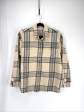 Madewell Oversized Ex-Boyfriend Flannel Shirt Women Medium Beige Green Button picture