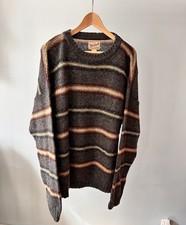 Vintage Woolrich Wool Sweater XL Textured Striped Grandpa Cabin Crewneck USA picture